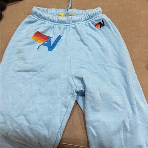 Aviator Nation Light Blue Sweatpants with Vibrant Logo
